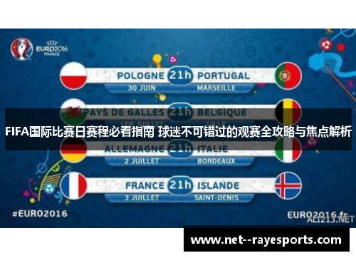 FIFA国际比赛日赛程必看指南 球迷不可错过的观赛全攻略与焦点解析 FIFA国际比赛日赛程必看指南 球迷不可错过的观赛全攻略与焦点解析